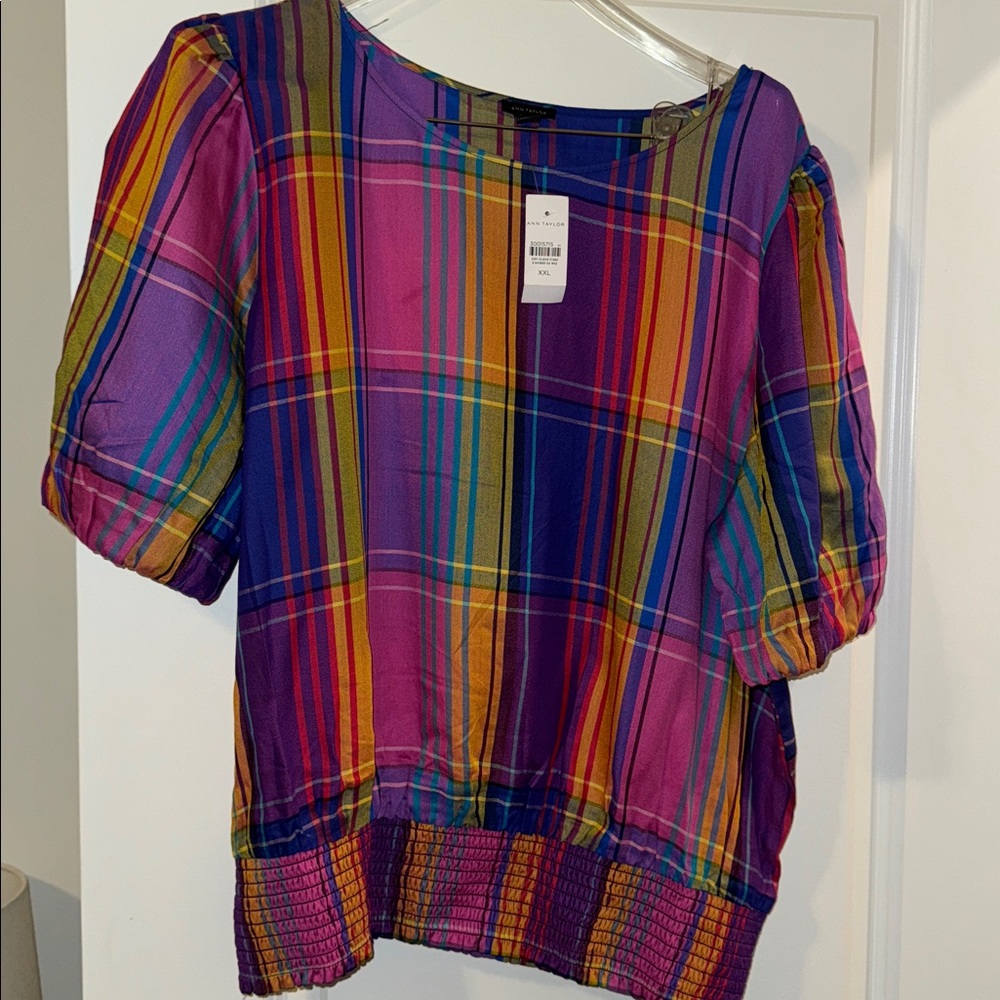 Ann Taylor Multicolor Plaid Top
